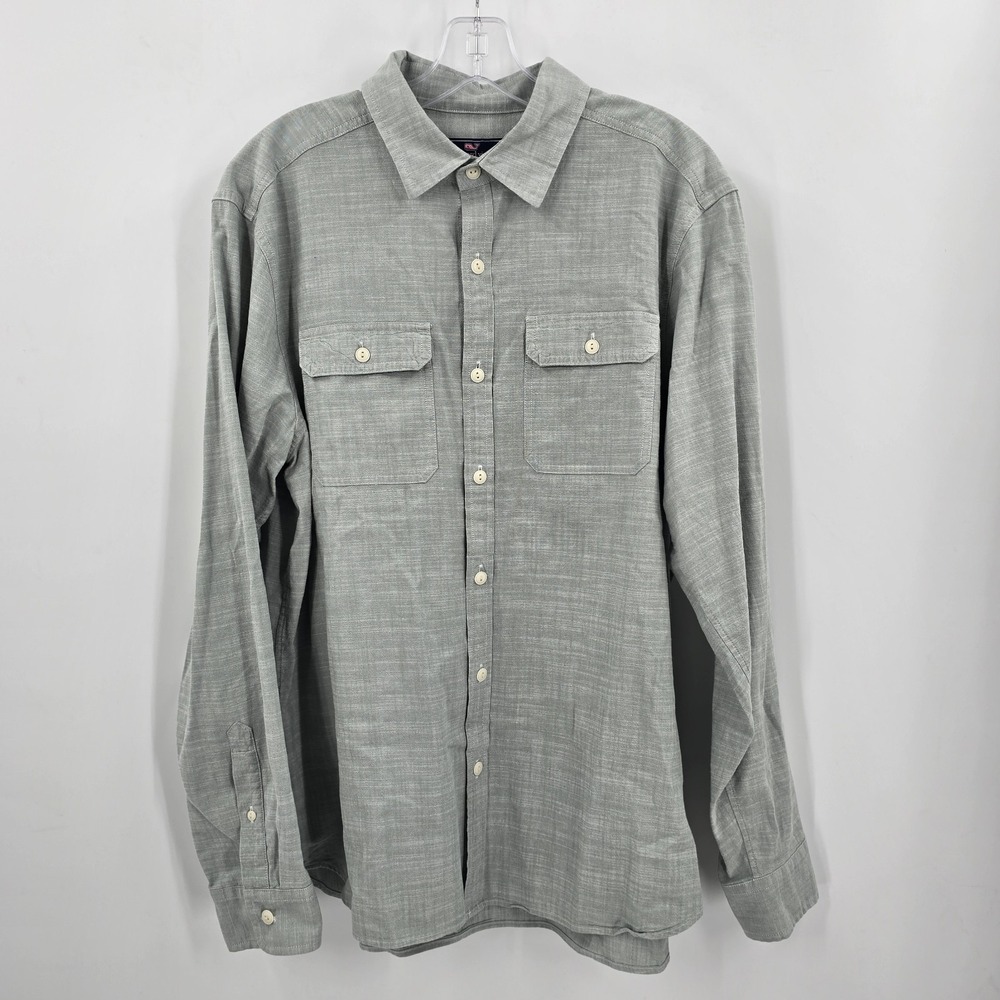 Vineyard Vines Mens Classic Fit  Shirt Mens Large Long Sleeve Button Grey‎